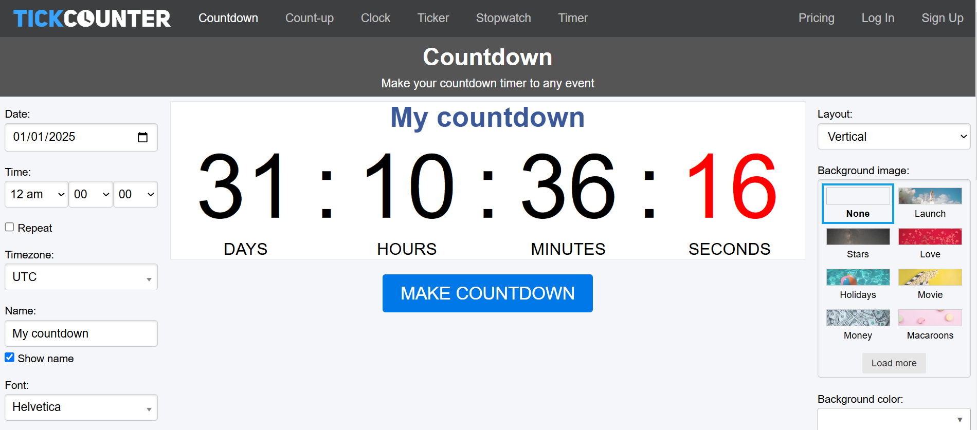 Tickcounter Countdown Widget