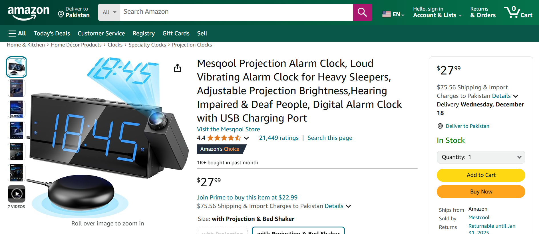 Mesqool projection alarm clock