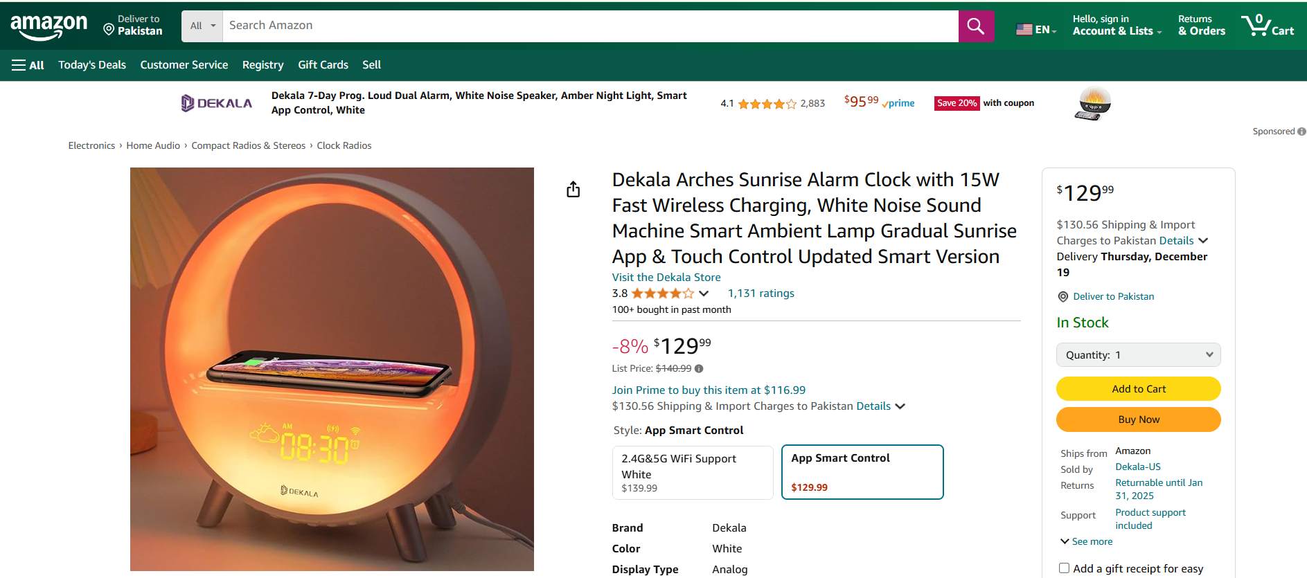 Dekala Smart Sunrise with Wireless Charging