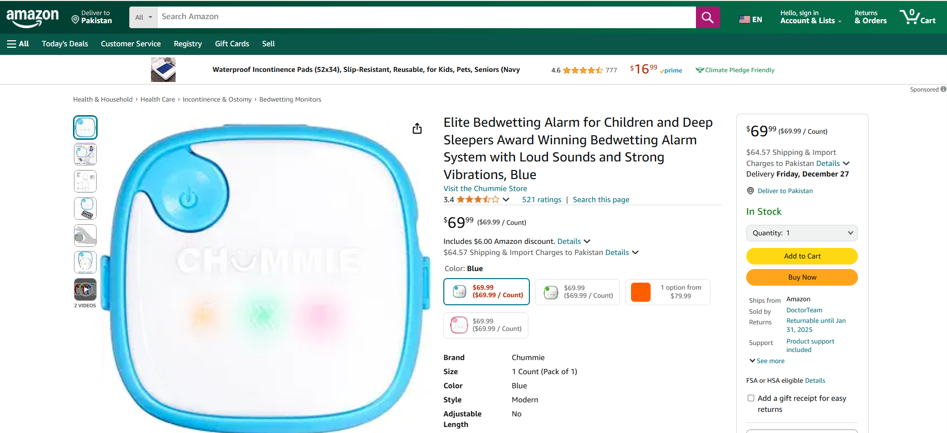 Chummie Elite Bedwetting Alarm