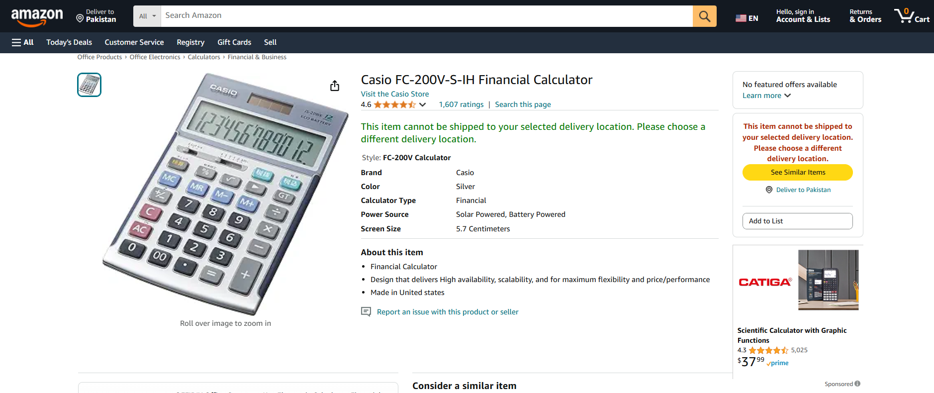 Casio FC-200V Financial Calculator