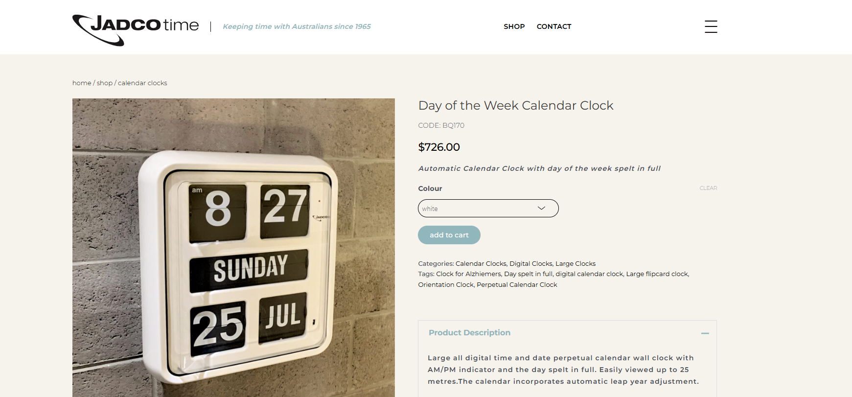 Jadco Digital Day of the Week Calendar Clock