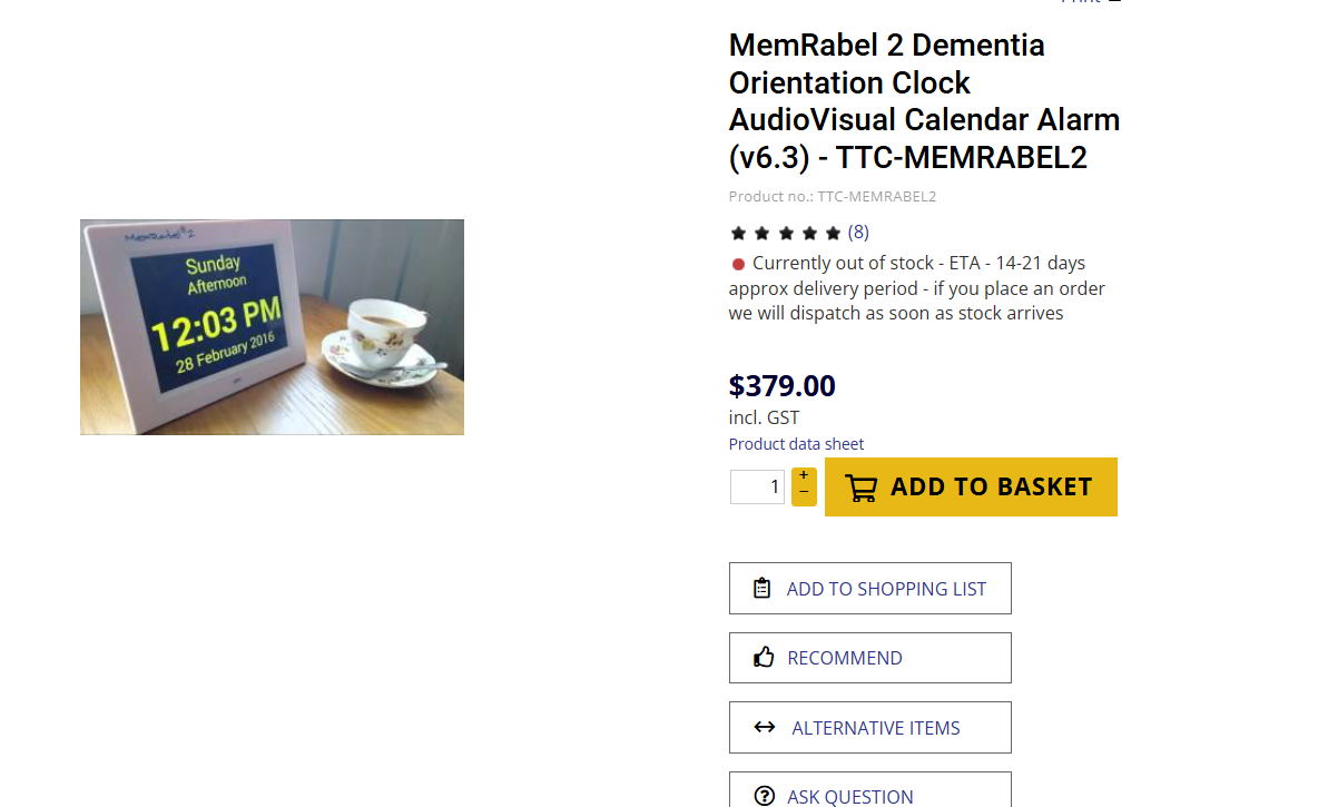 MemRabel 2 Dementia Orientation Clock