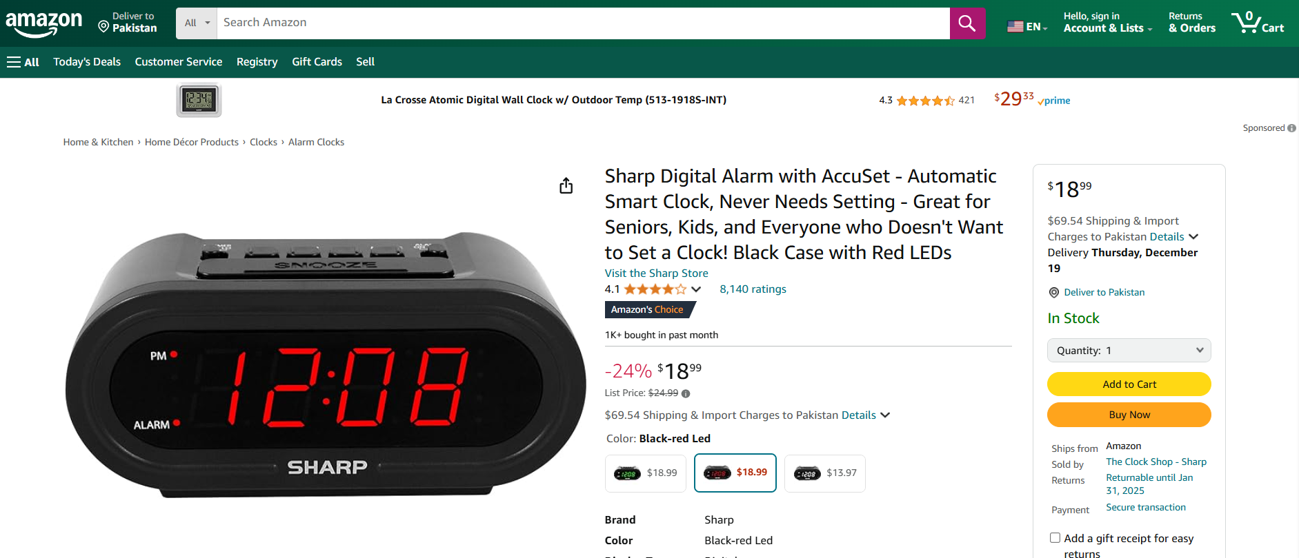 Sharp Digital Alarm with AccuSet