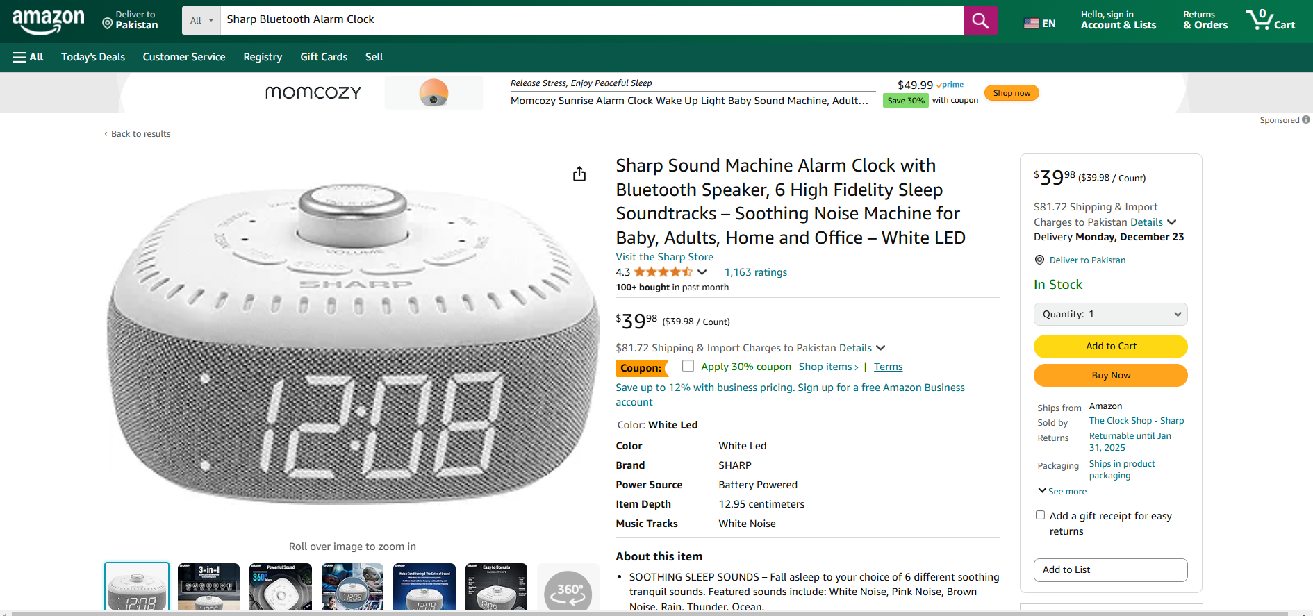 Sharp Bluetooth Alarm Clock