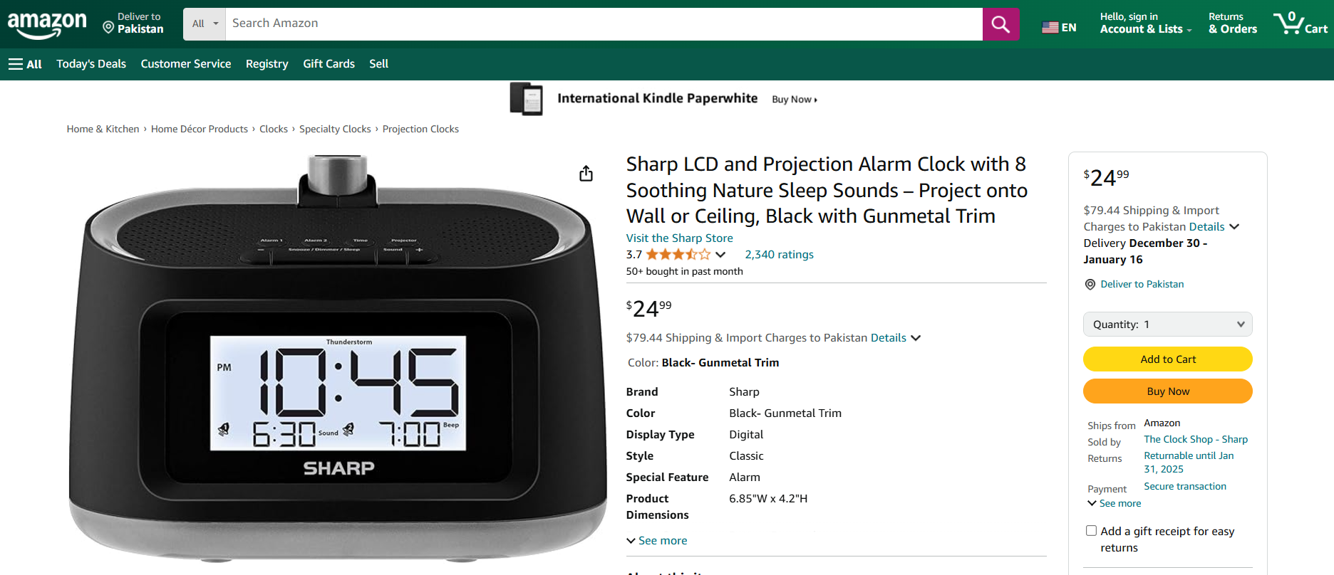 Sharp SP-C1200 Projection Alarm Clock