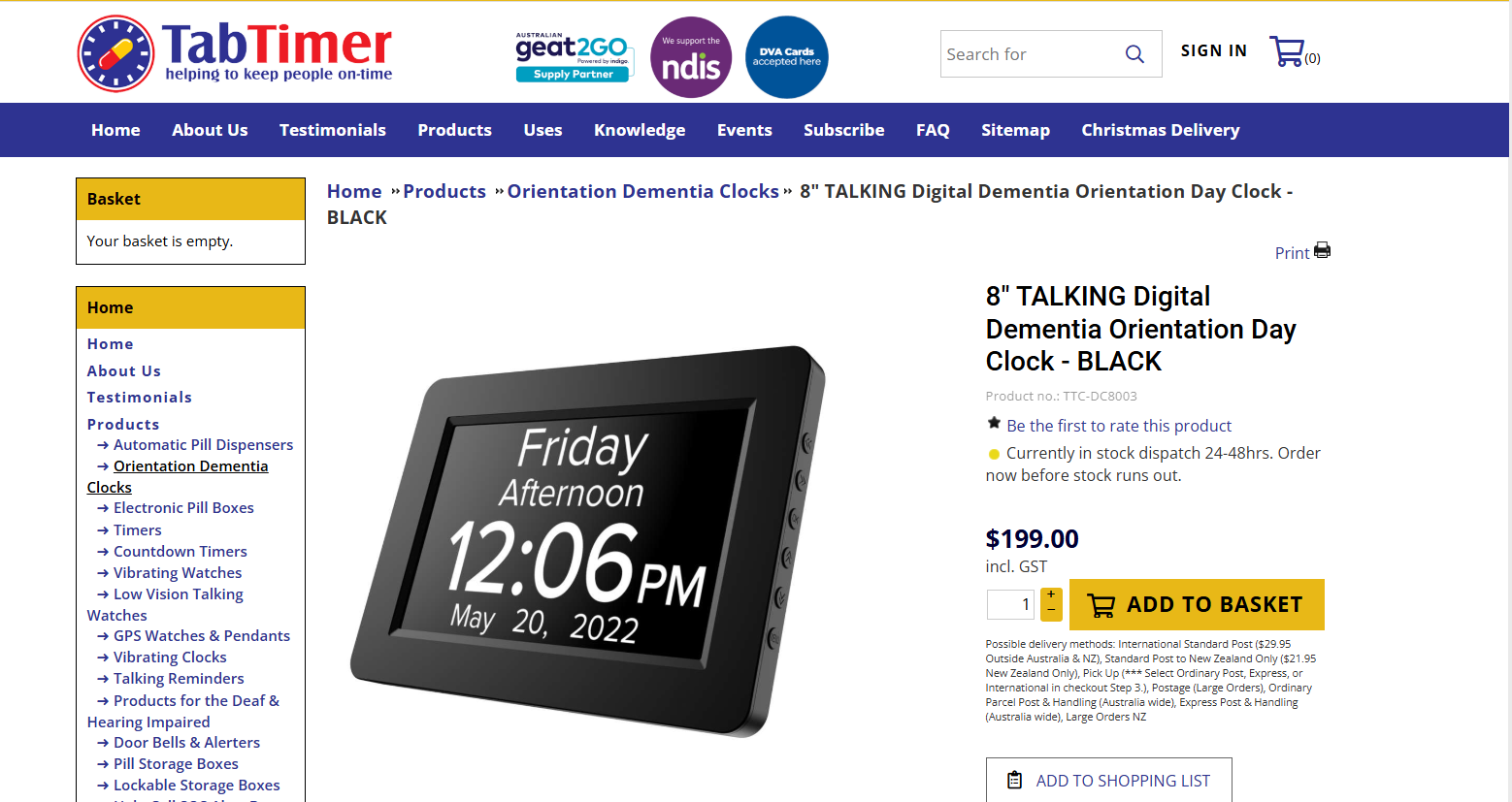 TabTimer Orientation Dementia Clock